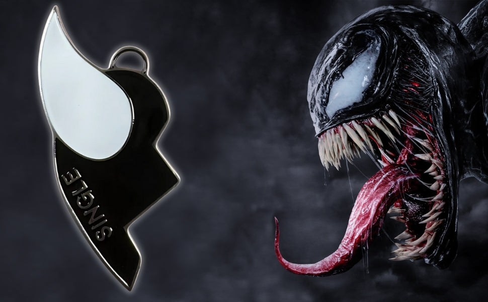 SKYSCRAPPER VENOM Stainless Steel Broken Heart Locket with Black Chain Best Gift for Venom enthusiast Best Gift for Haloween, Christmas, Best Gift for Singles